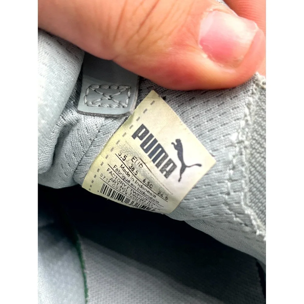 Puma Enzo Mens 6.5‎ C Running Shoes Gray White Knit Low Top Athletic Sneaker